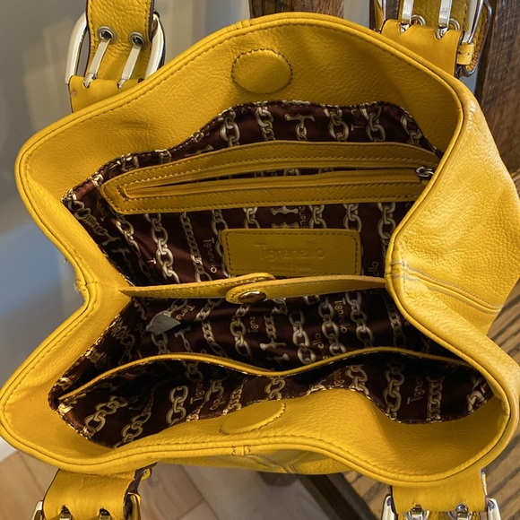 Tignanello Leather Handbag-Yellow - Picture 6 of 9